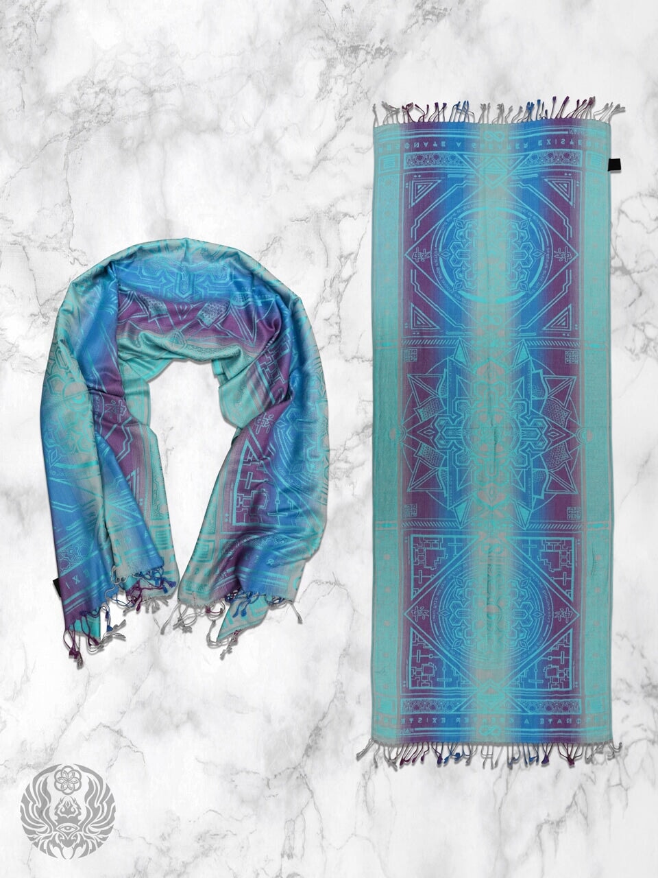 TEAL AMETHYST DHARMA • Reversible Festival Shawl/Scarf
