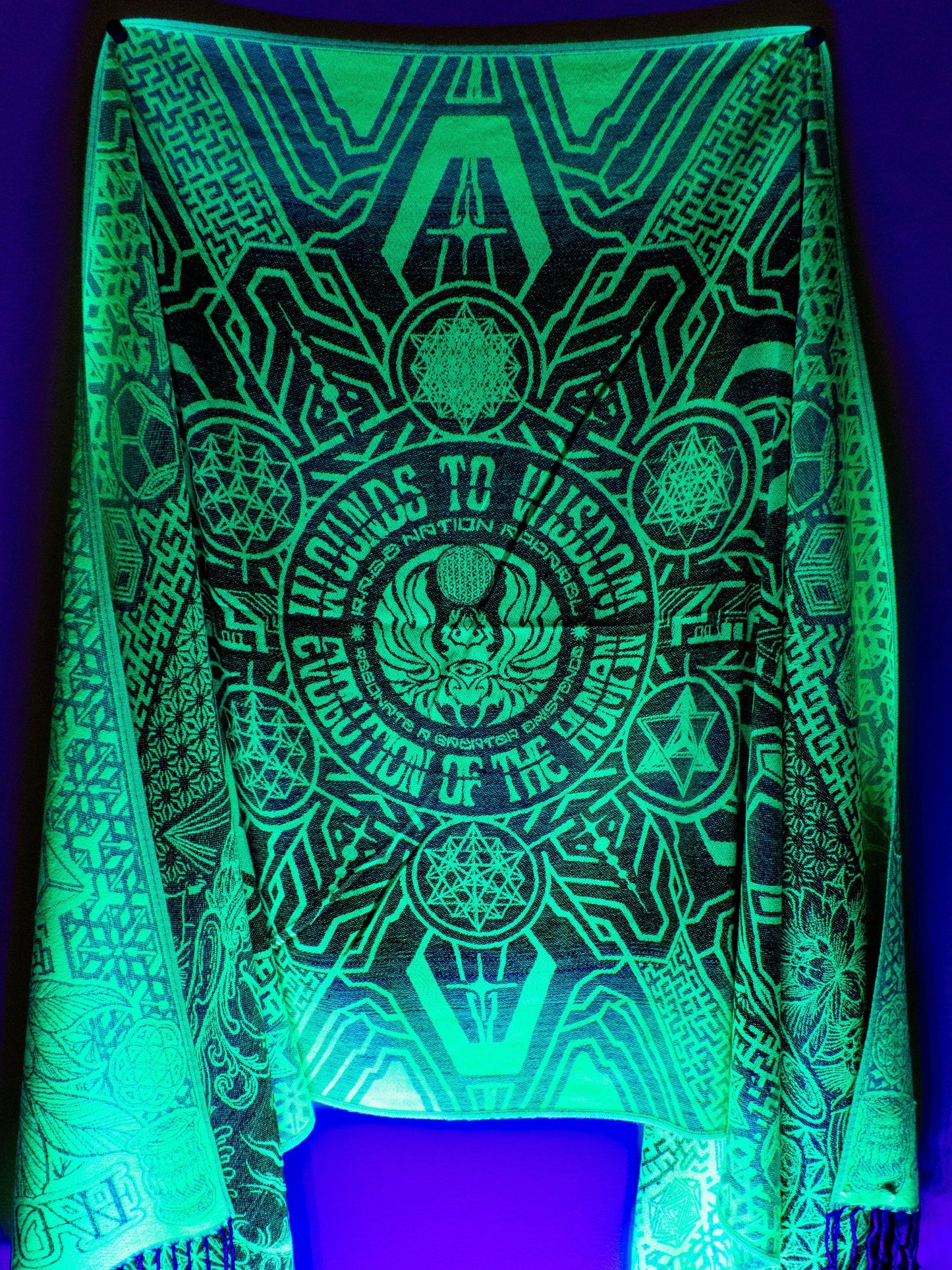 WOUNDS TO WISDOM • Yantrart x Rage Nation • UV-Reactive Gradient Shawl