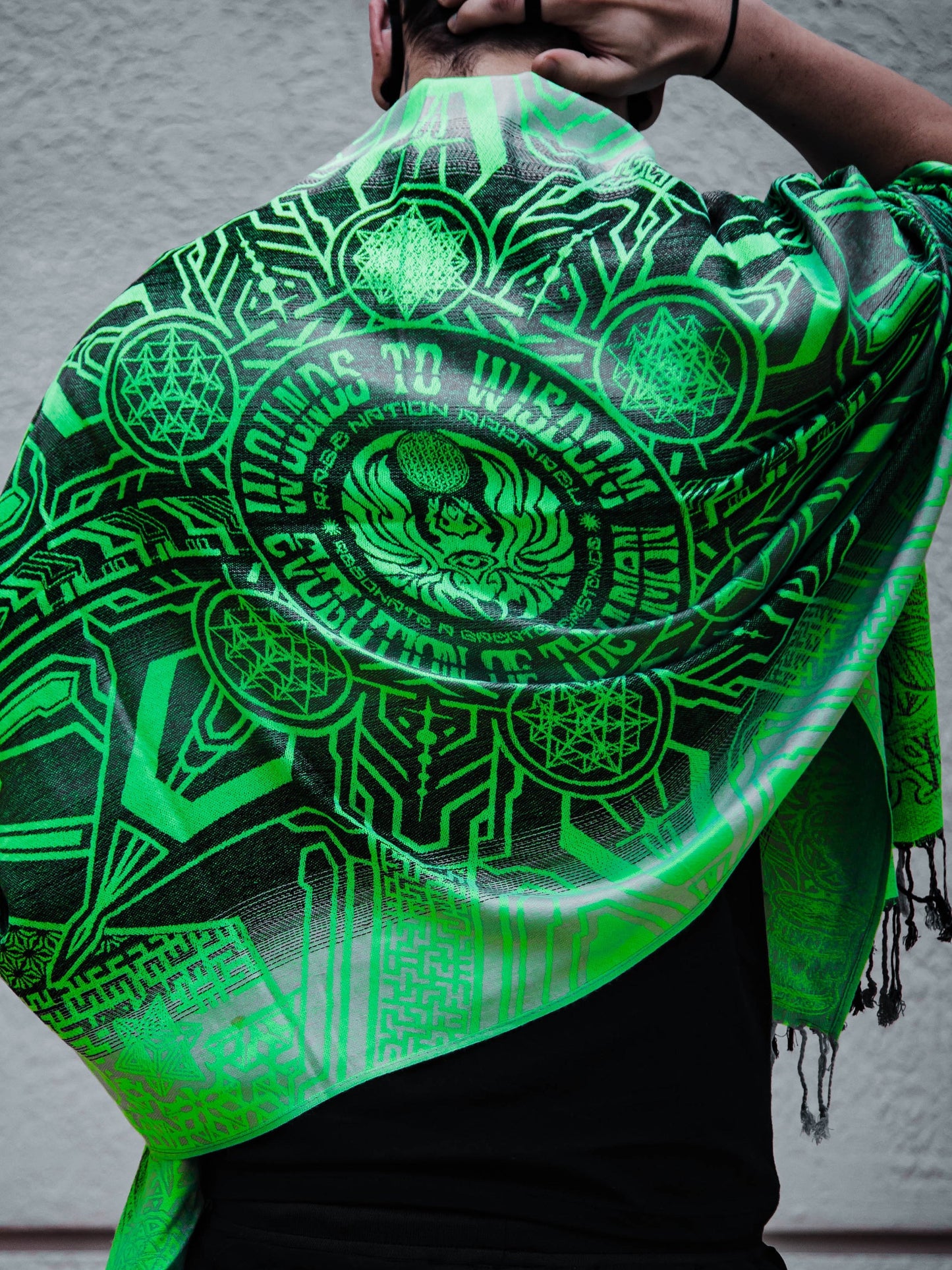 WOUNDS TO WISDOM • Yantrart x Rage Nation • UV-Reactive Gradient Shawl