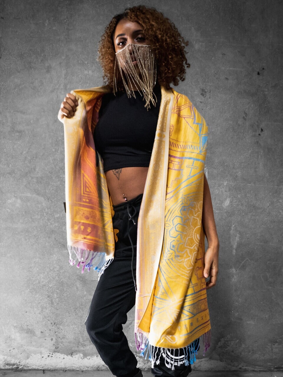 YELLOW AMETHYST DHARMA • Reversible Festival Shawl/Scarf