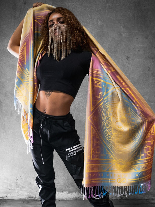 YELLOW AMETHYST DHARMA • Reversible Festival Shawl/Scarf